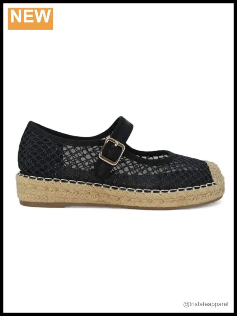Women's Platform Mary Jane Espadrille Flats Mesh Woven Raffia Buckle Strap